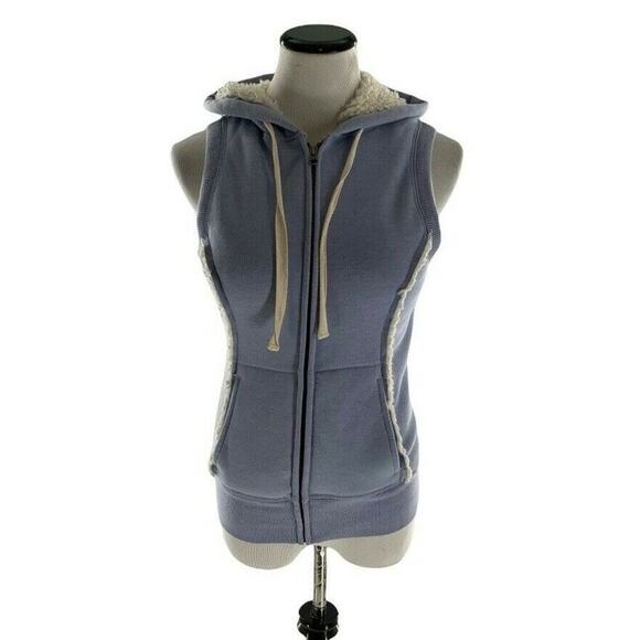 OLD NAVY Vest Womens Size Small Sherpa Lined Fleece Zipper Pocket Hooded Jacket - Picture 1 of 8
